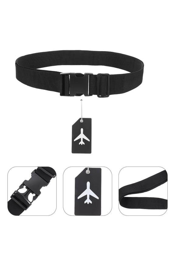 Prevent Suitcase Bursting Straps Black 1 Set 3.5x2x0.2in