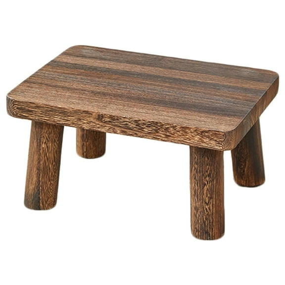 AURARMLET Multipurpose Rustic Wood Step Stool Small Footstool 14.2x10.2x7.1in for Bedroom and Home Use