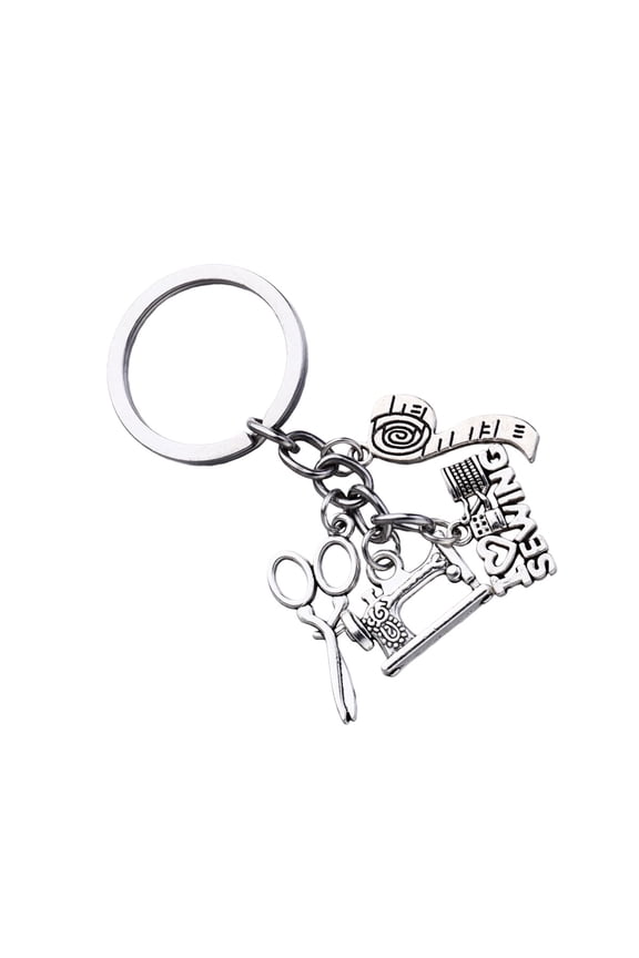 1Set Scissors Ruler Design Keychains For Keys Metal Key Rings Everyday Use