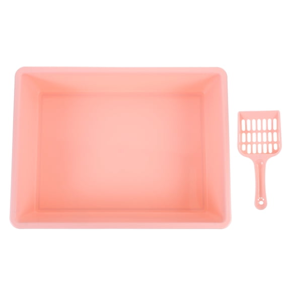 AURARMLET Pink PP Cat Litter Box Set with Scoop for Easy Cleaning and Pet Use