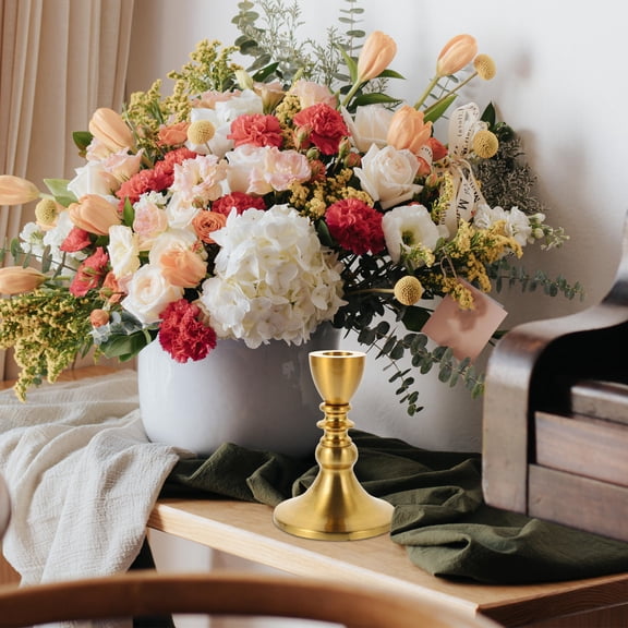 AURARMLET Vintage Style Golden Metal Candle Stand for Dining Table Home Decoration