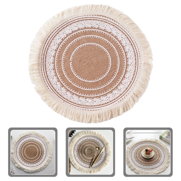 AURARMLET Set of 4 Beige Table Mats with Heat Insulation and Nonslip Design for Dining Table, 0.93in x 14.93in