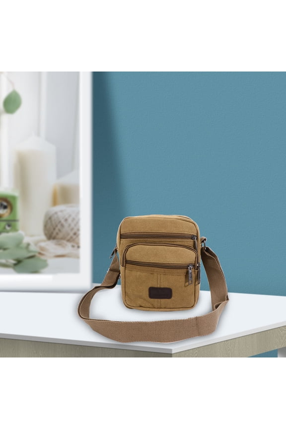 1Set Travel Shoulder Bag for Men Simple and Multi-functional Design Canvas Sling Bag