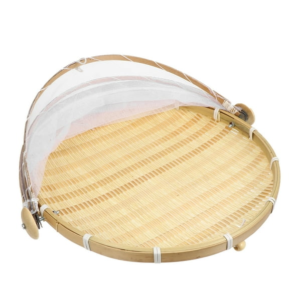AURARMLET Dustproof Round Bamboo Basket Food Storage for Families