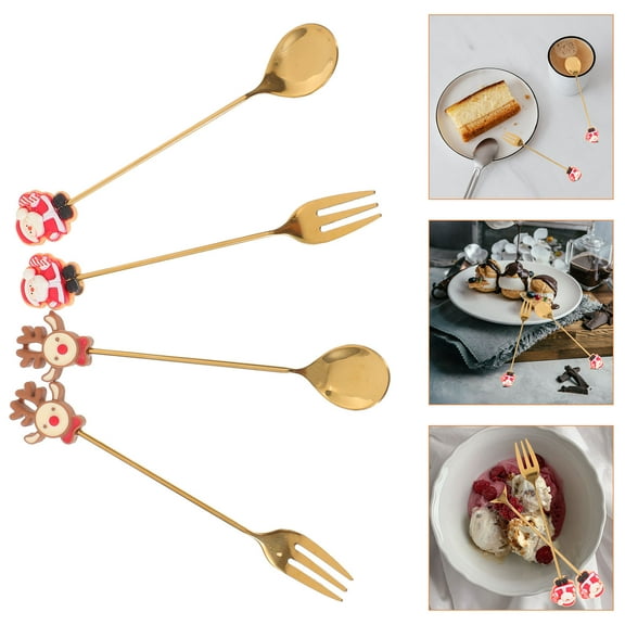 AURARMLET Christmas Cutlery Set Resin Handle 1 Set Flatware Silverware for Holiday Dining