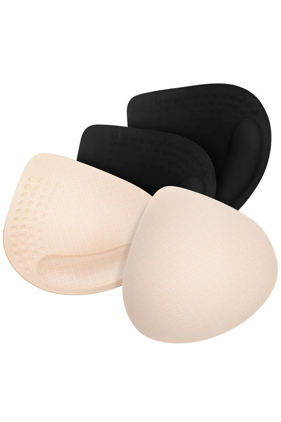 2 Pairs Black Latex Push Up Bra Inserts for Women, Reusable Droplet Shaped Enhancers