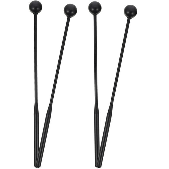 AURARMLET 2Pairs Black Plastic Rubber Drum Mallets with Comfortable Grip for Percussion Instruments