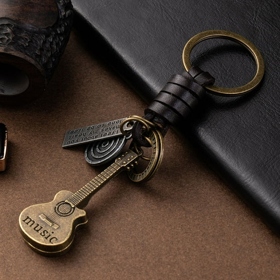 AURARMLET 2-Pack Vintage Zinc Alloy Guitar Keychains, Assorted Colors, Key Holder Keyring Accessories