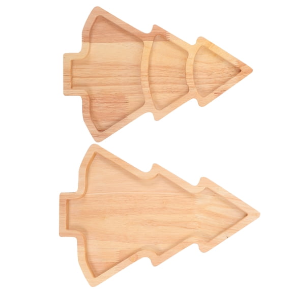 AURARMLET 2-Pack Holiday Candy Dishes Wooden Christmas Tree Plates for Serving at Parties and Family Gatherings