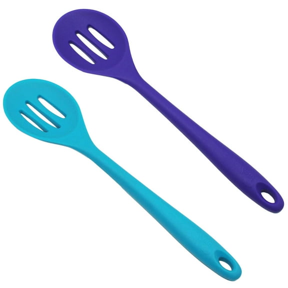 AURARMLET 2 Pcs Silicone Slotted Spoons Kitchen Utensils Multifunctional Cooking Tools Random Colors