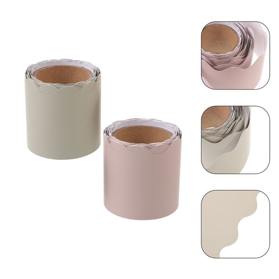 AURARMLET Scalloped Bulletin Board Border Trims Paper Assorted Colors 2 Rolls Decorative Classroom and Office Supplies