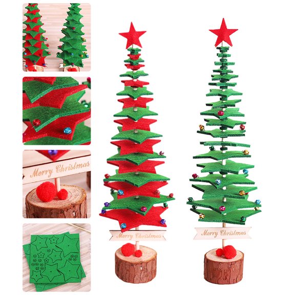 AURARMLET 2 Sets Diy Handmade Supply Christmas Tree Kit Assorted Color For Imagination Development Handicraft Workshops