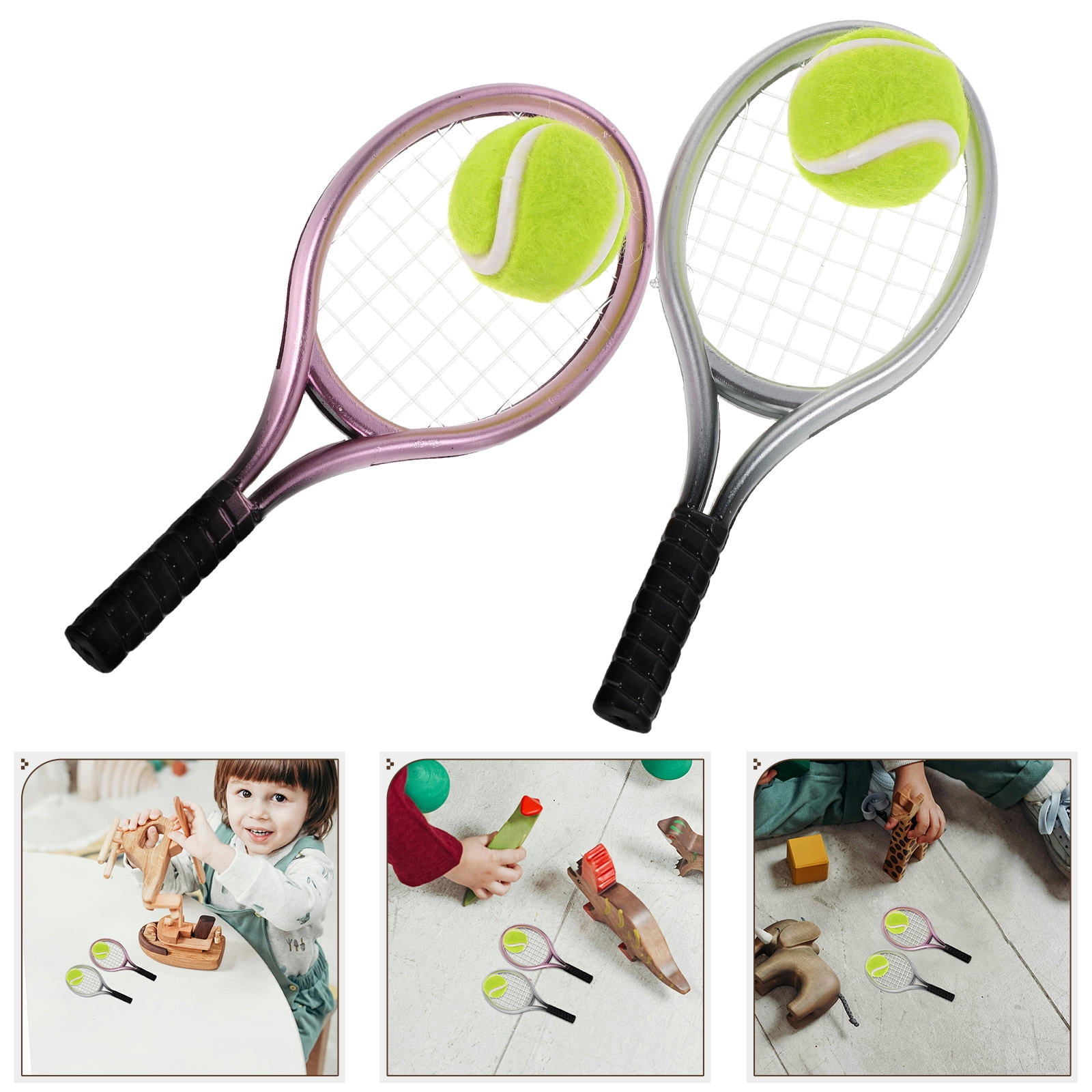 AURARMLET 2 Sets Junior Tennis Set Mini Tennis Rackets And Balls ...