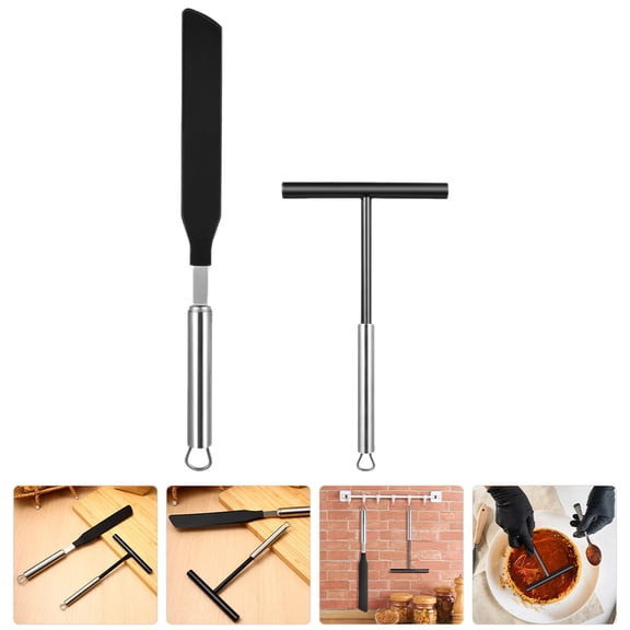 AURARMLET 2 Sets Stainless Steel Crepe Spatulas T-Shaped Design for Home Cooking Non-Stick Pancake Turner Kitchen Tools