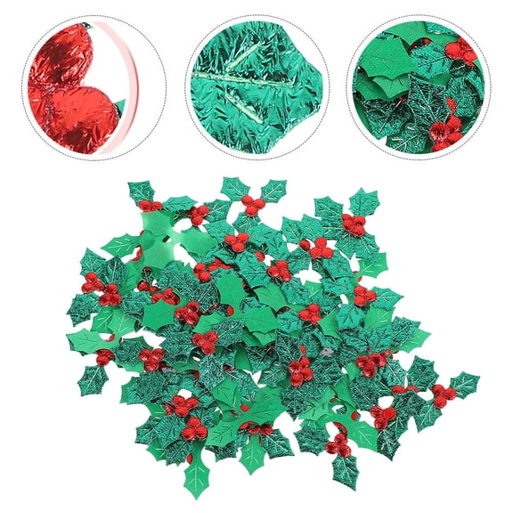 AURARMLET 200Pcs New Year Decorations Decorative Holly Leaves Patches Assorted Color Diy Accessory For Christmas Party