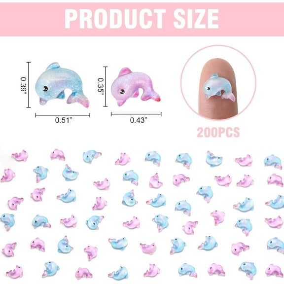 AURARMLET 200Pcs Resin Dolphin Figurines Assorted Colors Miniature Decor for Dollhouse, Aquarium, Crafts and Collectibles