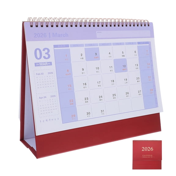 AURARMLET 2026 Daily Desk Agenda Planner with Coil Binding, Red Minimalist Design, Office and Home Use, 1 Set