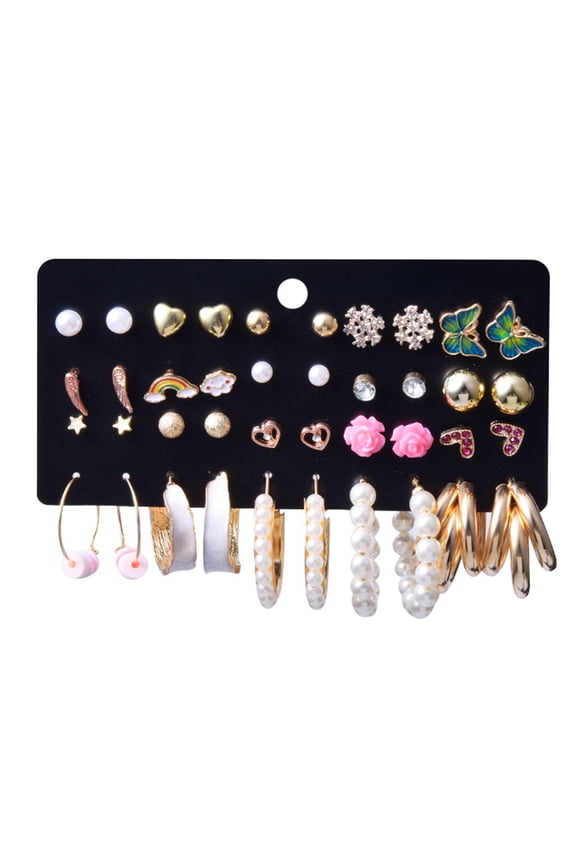 20Pairs Decorative Ear Studs Multi Color Ear Accessories Kit Durable Alloy Material
