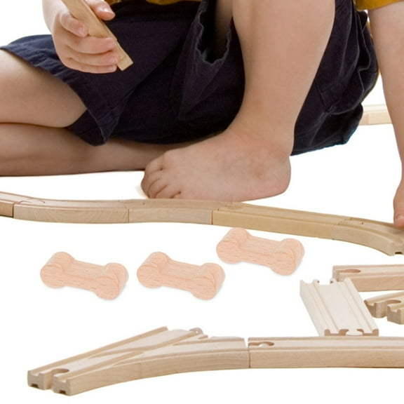 AURARMLET 20pcs Wooden Train Track Connectors Railway Track Adaptors for Kids Logical Thinking Skills Development