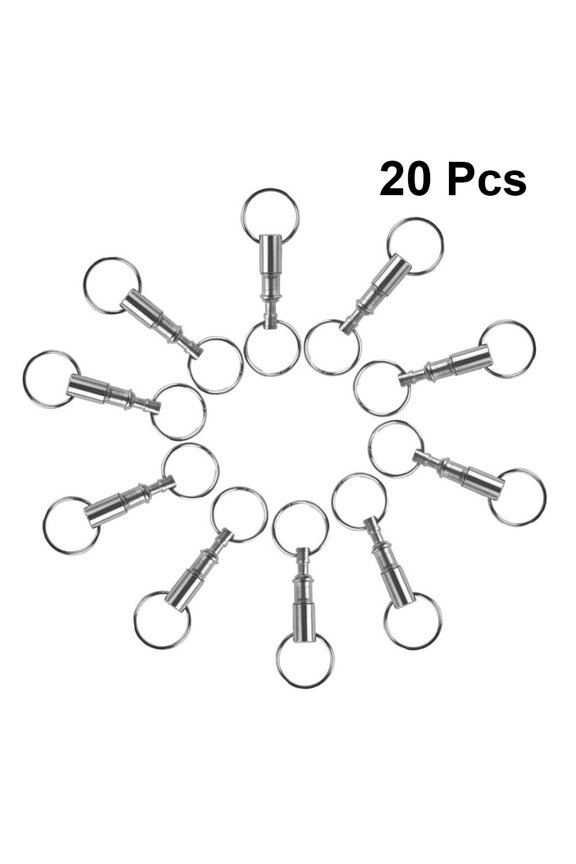 Spring Split Snap Separate Keychain Silver Nickel Plated Steel 20Pcs