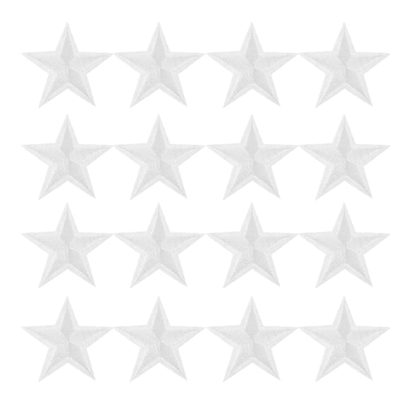 AURARMLET Embroidered Five-Pointed Star Patches White Polyester for DIY 24Pcs