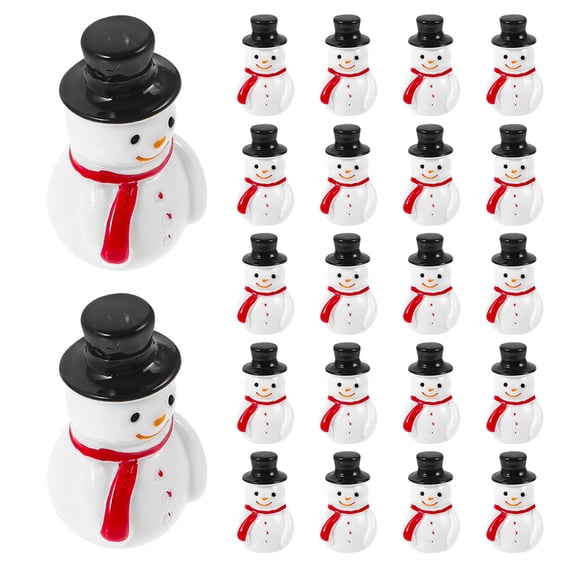 AURARMLET Christmas White Resin Snowman Figurines Top Hat Detail Compact Lightweight 24Pcs