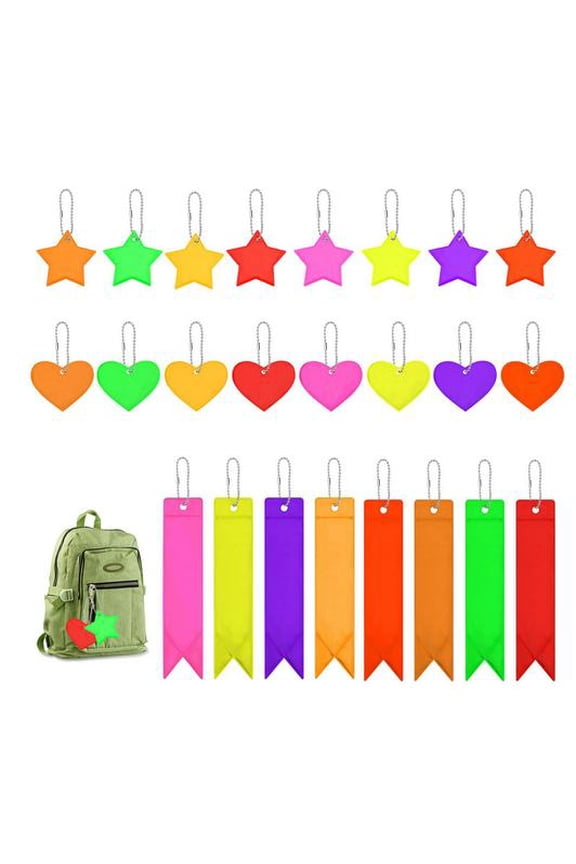 24-Pack Reflective Safety Pendants Keychains for Outdoor Activities High Visibility Night Use