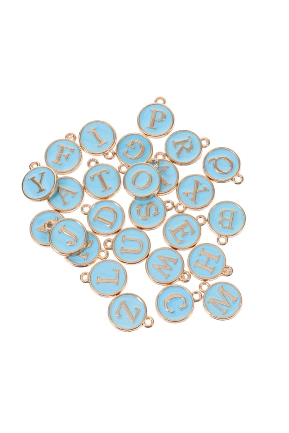 26pcs Delicate Letter Pendant Blue Alloy Letter Charm Accessories for Adults
