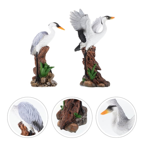 AURARMLET 2PCS Simulation Crane Decor Artistic Touch Resin Multi For Home Decorations