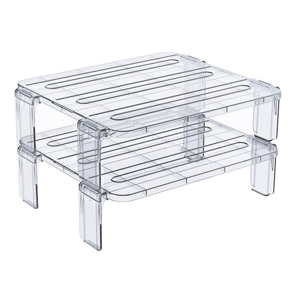 AURARMLET 2pcs Stackable Fridge Shelf AS Material Small Plastic Storage Rack for Home