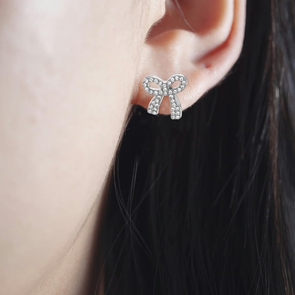 AURARMLET Rhinestone Bow Earrings, Charming and Dazzling for Special Occasions, 2Pairs