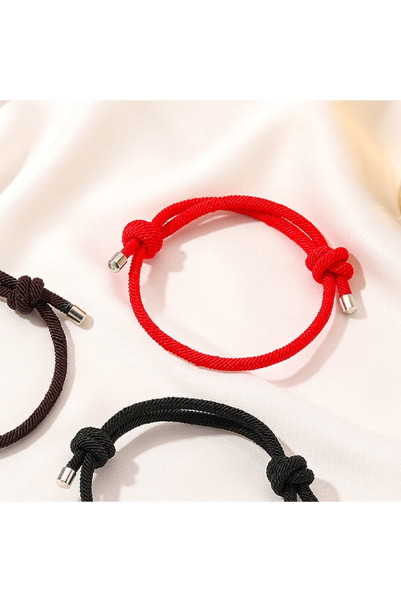 2Pcs Adjustable Red Knot String Bracelet Braided Rope Protection Bangle