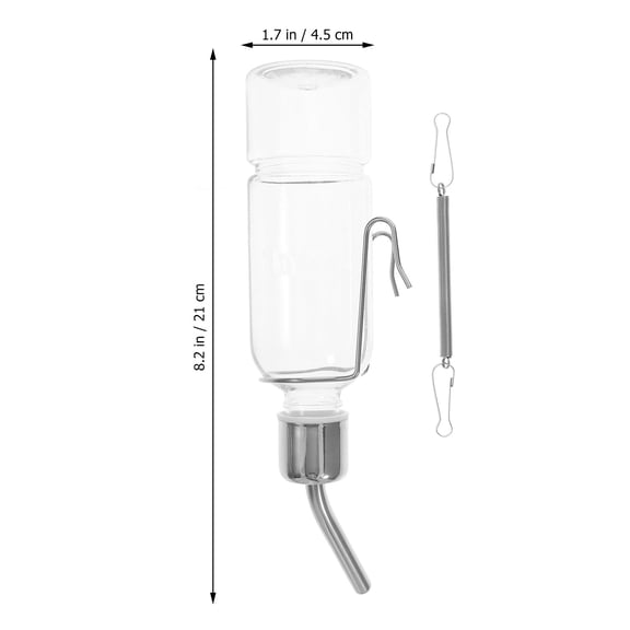 AURARMLET 2Pcs Hanging Small Pet Water Bottles with Stainless Steel Nozzle White