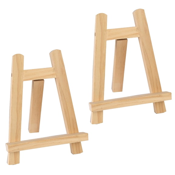 AURARMLET 2Pcs Beige Wooden Easel Tripod Phone Stand for Office and Home Table