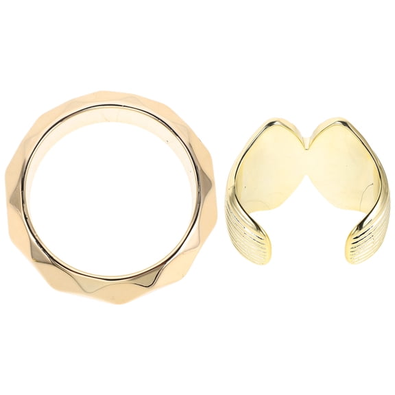 AURARMLET 2Pcs Chunky Bangles Set Golden Open End Bracelet Lightweight Acrylic Geometric Arm Jewelry