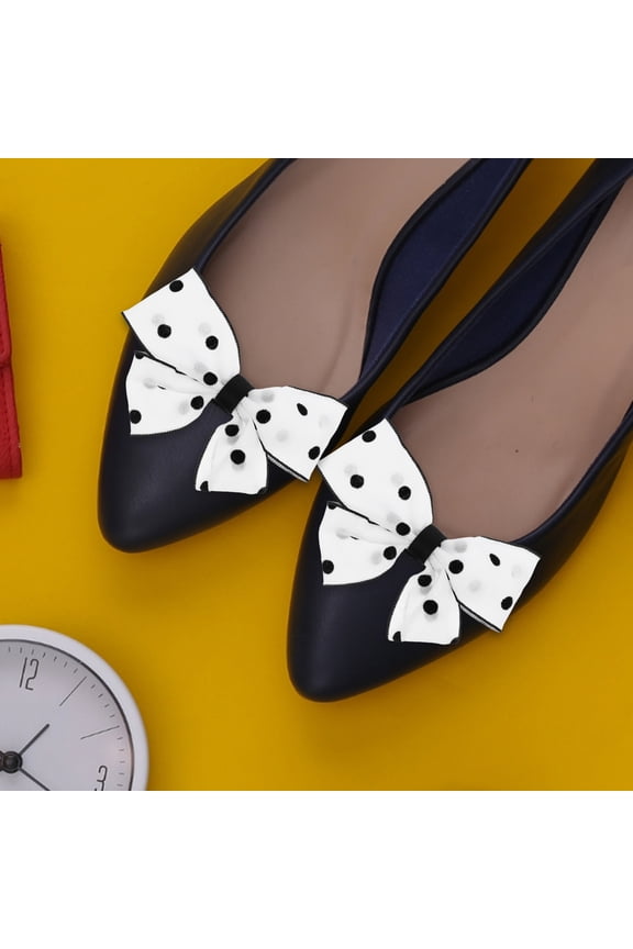 2Pcs White Clip On Shoe Bows Decorative Accessories for Brides Wedding Party