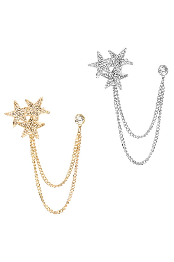 star brooches pin Chain Design Brooch 2pcs