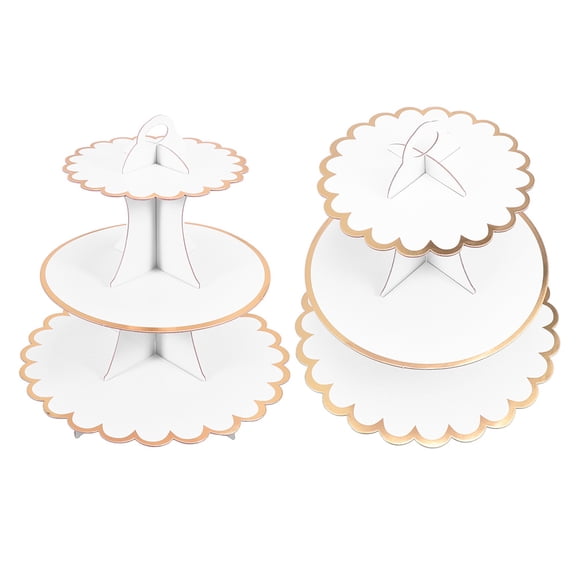 AURARMLET 2Pcs Cake Display Rack Paper Cake Holder White Food Layering Three-tier Dessert Presentation