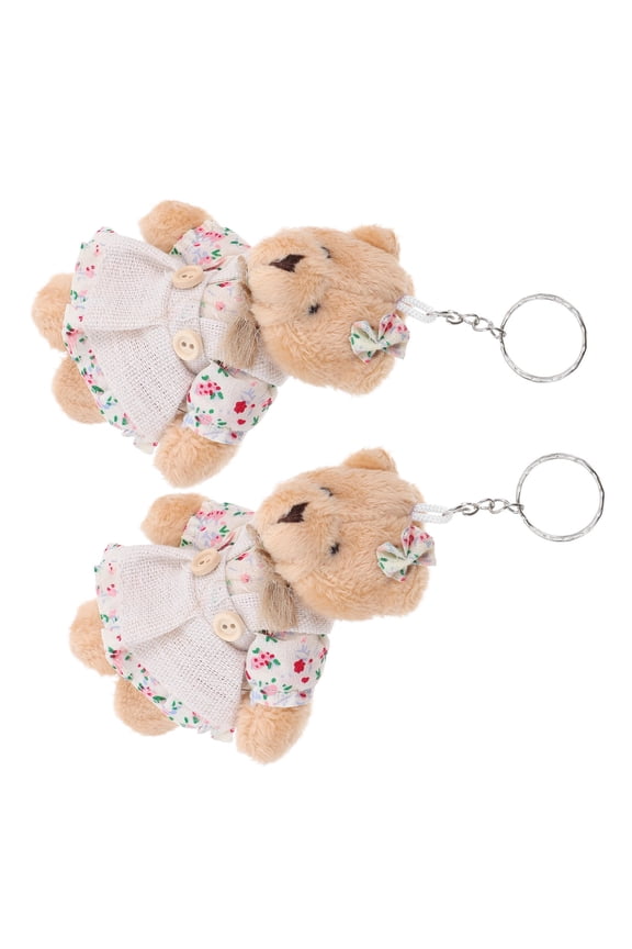 2Pcs Cute Plush Animal Bear Keychain Portable Bag Hanging Charm