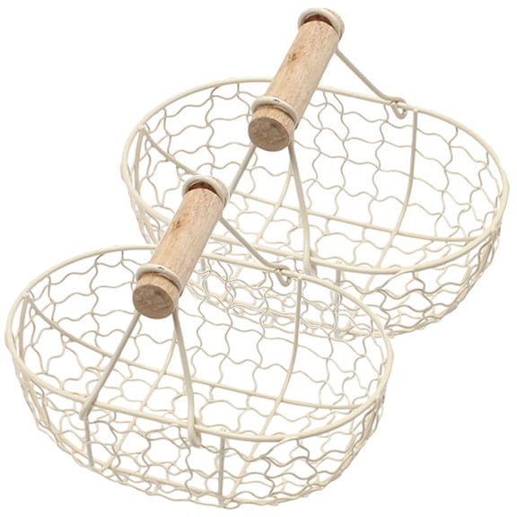 AURARMLET 2-Pack Iron Wire Storage Baskets for Dining Table Kitchen Home Organization Rustic Decor