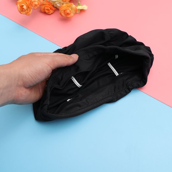 AURARMLET 2Pcs Ear Protector Swimming Black Nylon Swim Cap Quick on Off for Beach Summer