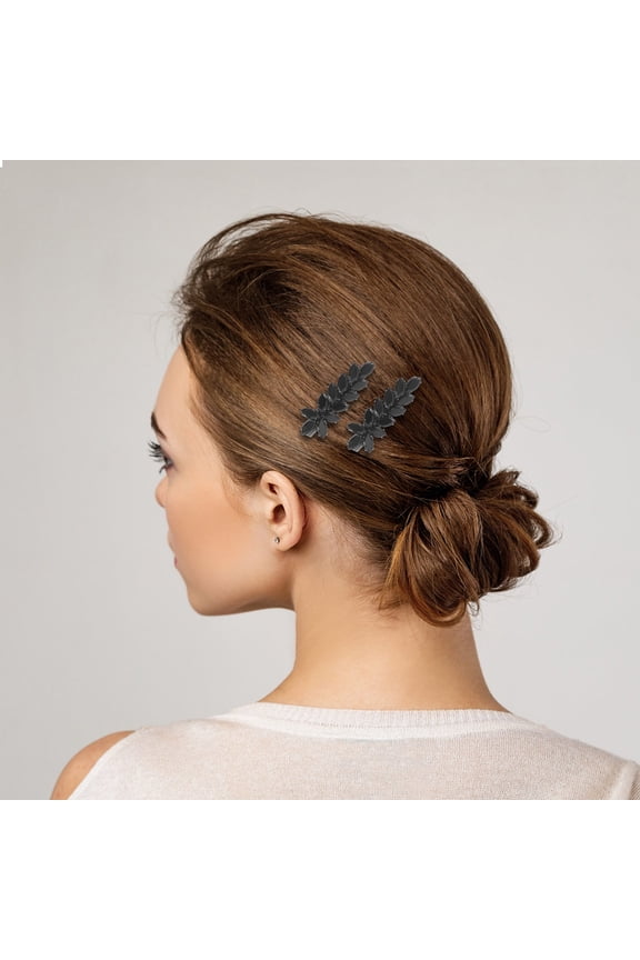 2Pcs Elegant Copper Bling Hair Barrettes Black Sparkly Wedding Hair Clips for Brides and Proms