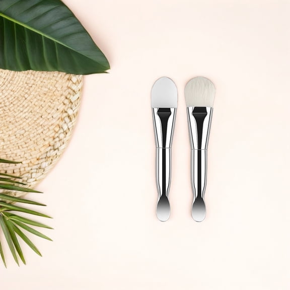 AURARMLET 2Pcs Face Brush For Jelly Mask Application Travel Use Beauty Tool With Silver Finish