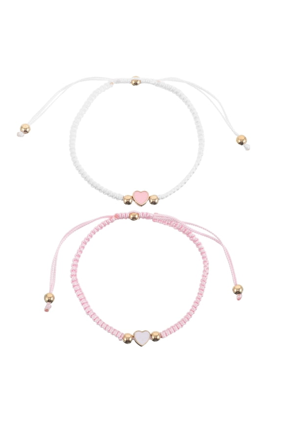 2Pcs Matching Friendship Bracelets with Heart Design for Couples and Friends, Adjustable and