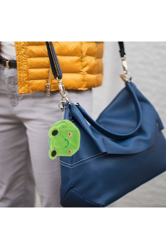 2Pcs Green Frog Coin Purse Plush Small Zipper Wallet Cute Animal Keychain Bag