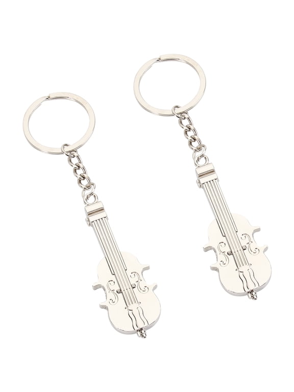 2Pcs Guitar Shaped Key Ring Alloy Durable Key Musical