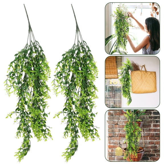 AURARMLET Set of 2 Hanging Artificial Green Vine Plants for Wall Decoration, Ideal for Weddings, Parties, Home and Office Decor