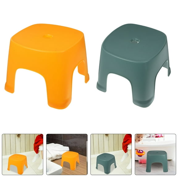 AURARMLET 2-Pack Plastic Step Stool Nonslip Lightweight Footrest for Bathroom, Living Room, and Home Use
