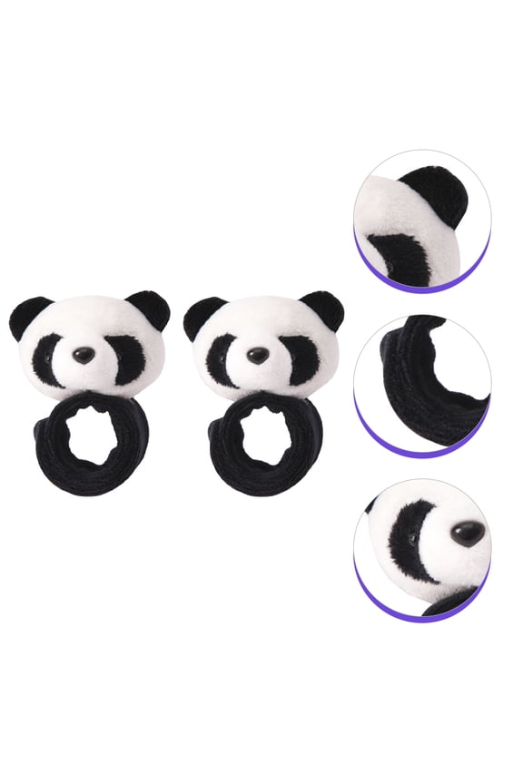 2Pcs Black Plush Snap Bracelets Decorative Panda Design Party Supplies