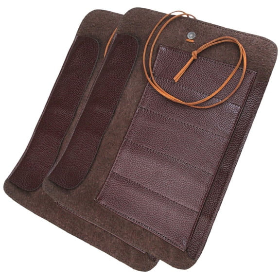 AURARMLET 2-Pack Lightweight Brown Roll-Up Tool Bag with Multiple Pockets for Crafting, Carving, and Storage